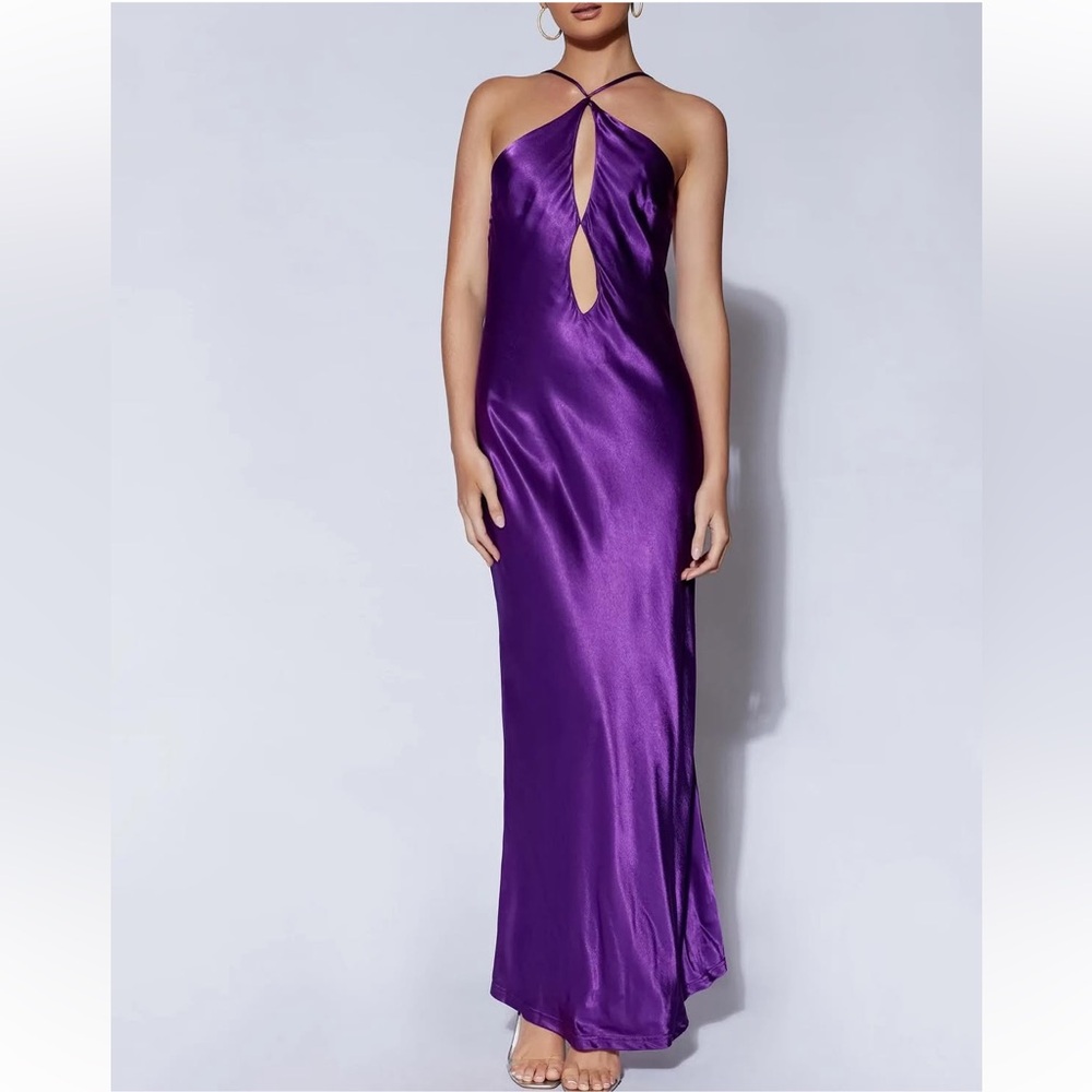 Meshki Lucia Satin Cut Out Maxi Dress
